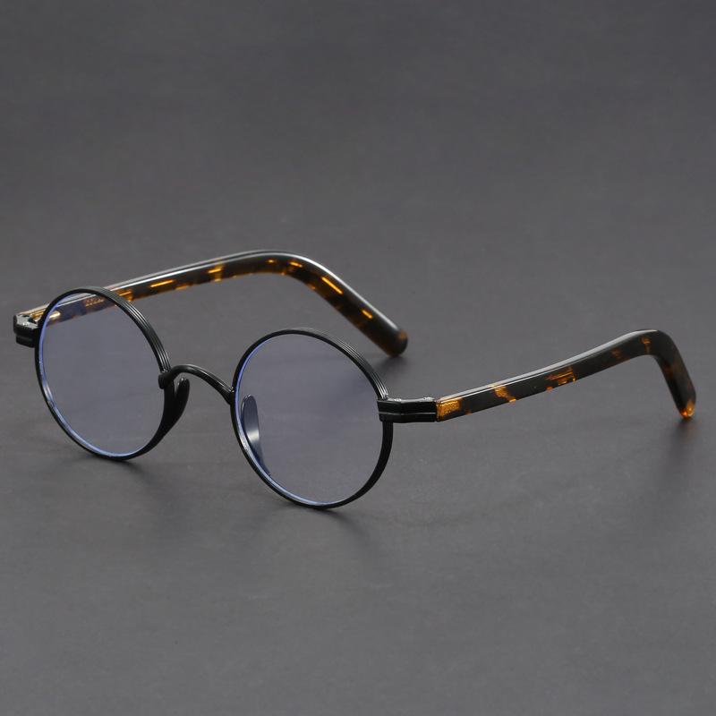 Luxury Metal Round Frame Anti Blue Light Glasses Men Vintage Blue Light Protection Eyeglasses HighQuality Computer Plain Glasses