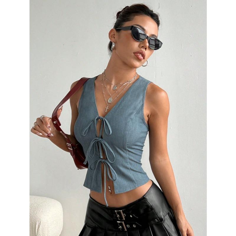 Top ajustado con cordones de verano para mujer