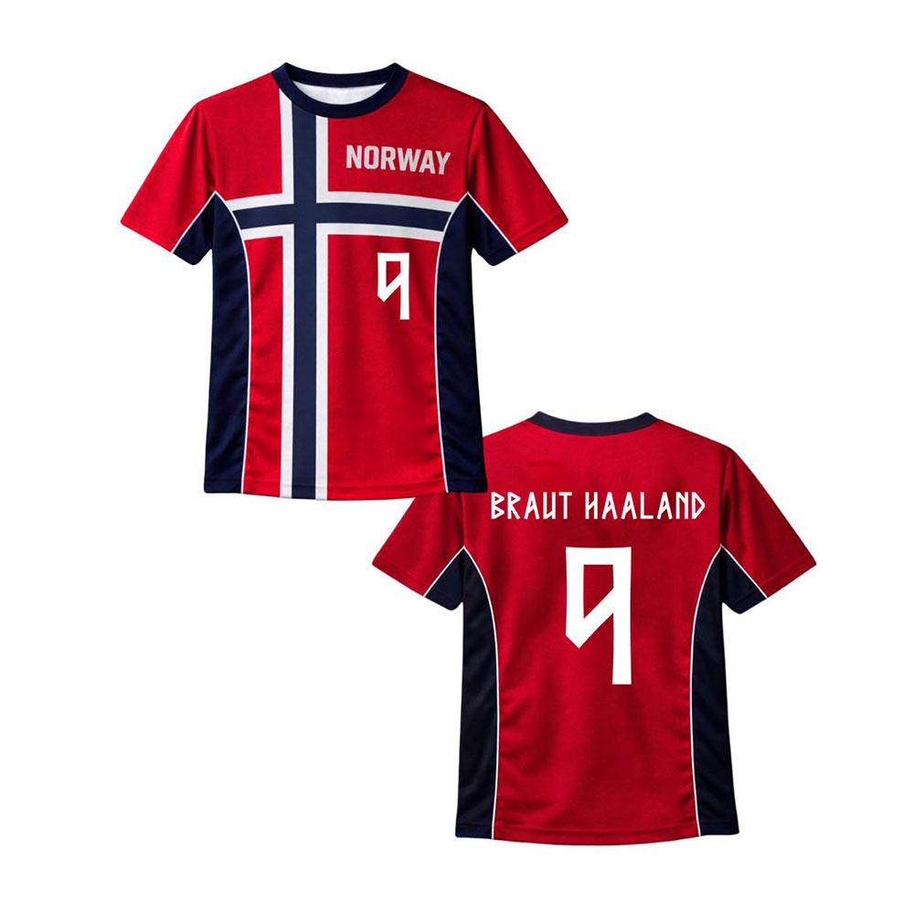 Norway Number 9 HAALAND Jersey Football Tee O-neck Short Sleeve Male T-shirt Streetwear Unisex Graphic Print Tshirts
