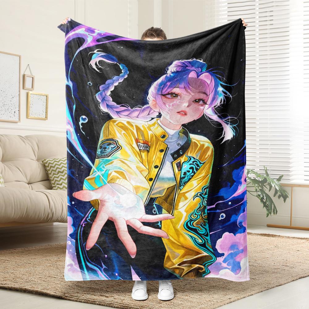 KPop Demon Hunters Colorful anime girl blanket: various shapes, fantasy patterns, comfortable and fashionable at home