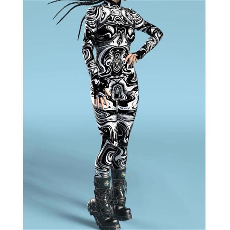 

Halloween Party Abstract Geometry 3D Print Women Sexy Skinny Jumpsuit Carnival Cosplay Costumes Fancy Bodysuit 2024 S
