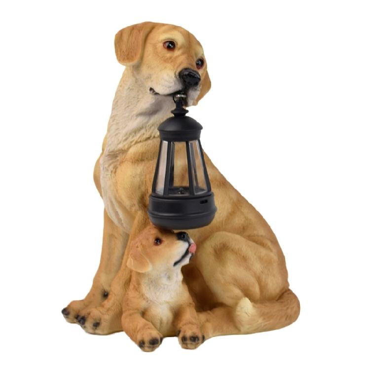 Porch and Lawn Dog Light Garden Statue, Sun Powered Resin Outdoor Display Piece for Entryway Use and Soft Shine