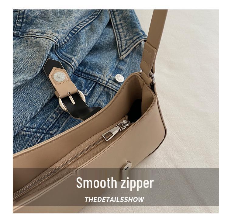 Retro Halbmond-Handtasche für Damen - Herbst 2024 Trend, Einfarbig, Texturiertes Design