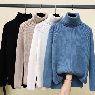 Autumn Long Sleeve Casual Loose Turtleneck Sweater Women Winter Clothing Loose Solid Base Knitted Sweaters Ladies Elegant Soft Warm Knitwears 25021