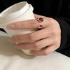925 Sterling Silver Rings for Women Couple Minimalist Handmade Red Zirocon Ring Fine Jewelry Gift Prevent Allergy
