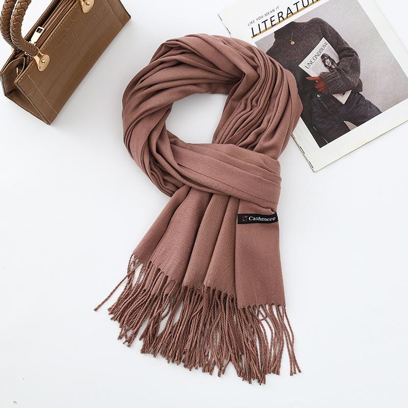 Cotton Solid Color Scarf for Women Winter Warm Wool Cashmere Scarf Autumn and Winter Women's Shawl Scarf Korean Style Atmosphere