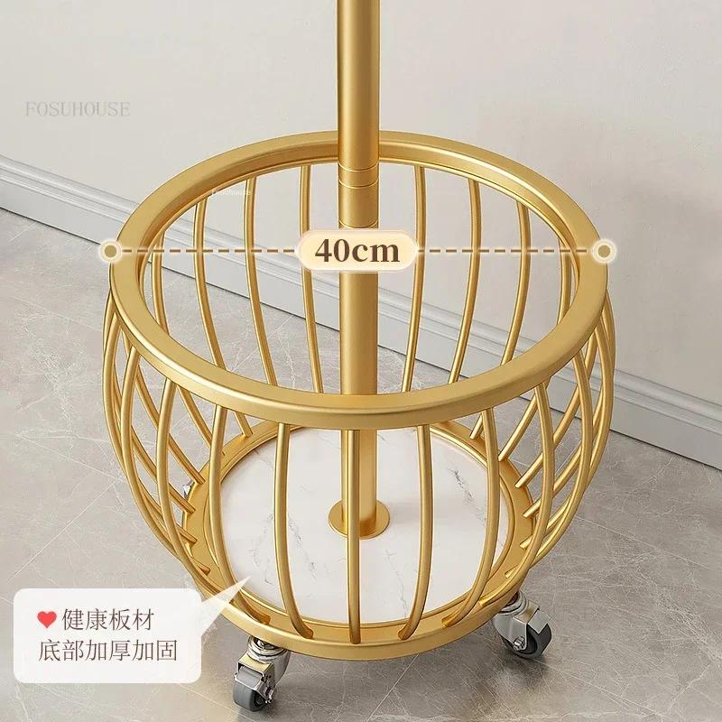 Modern Bedroom Coat Racks Floor Hanger Light Luxury Wrought Iron Living Room Removable Dirty Clothes Basket Simple Storage Rack