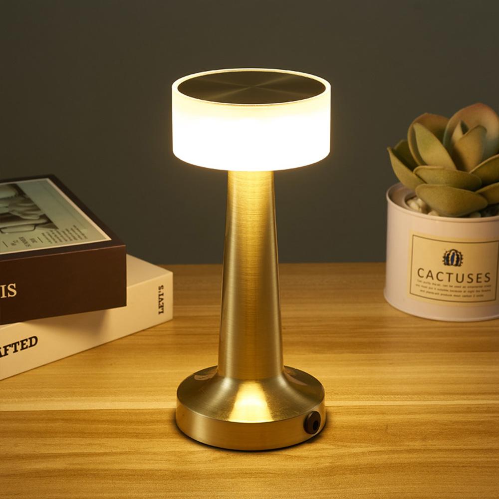 Portable Metal LED Table Lamp 3-Levels Brightness Adjustable Night Light for Kids Nursery Bedside Lamp