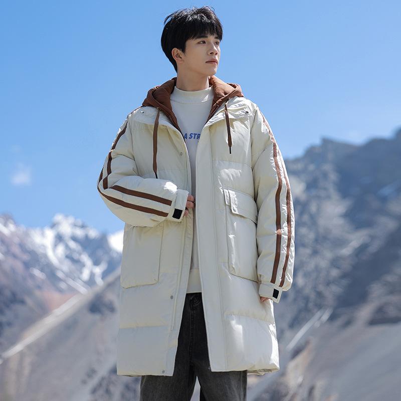 

Мужской зимний новый пуховик 90 белый утиный пух пара средней длины теплая куртка с капюшоном модный фейковый двухкомпонентный мужской 3XL