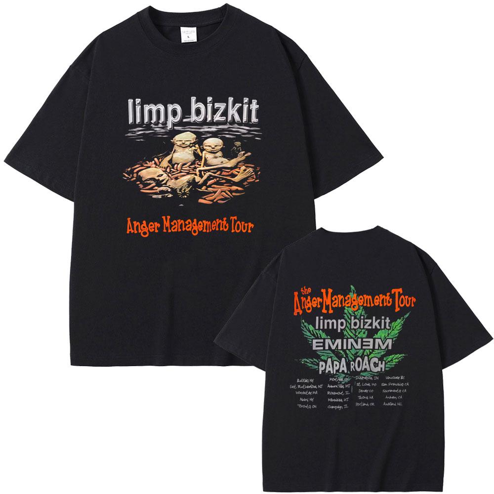 Rock Band Limp Bizkit Anger UnisexageUnisext Tour T Shirts Unisex Women Casual Soft Cotton Oversized Tshirt Male Eminem Print Streetwear