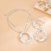 Fashion Irregular Circular Pendant Jewelry Set Gold Silver Color Hollow Necklace Earrings for Women Ins Light Luxury Charm Jewelry Gift