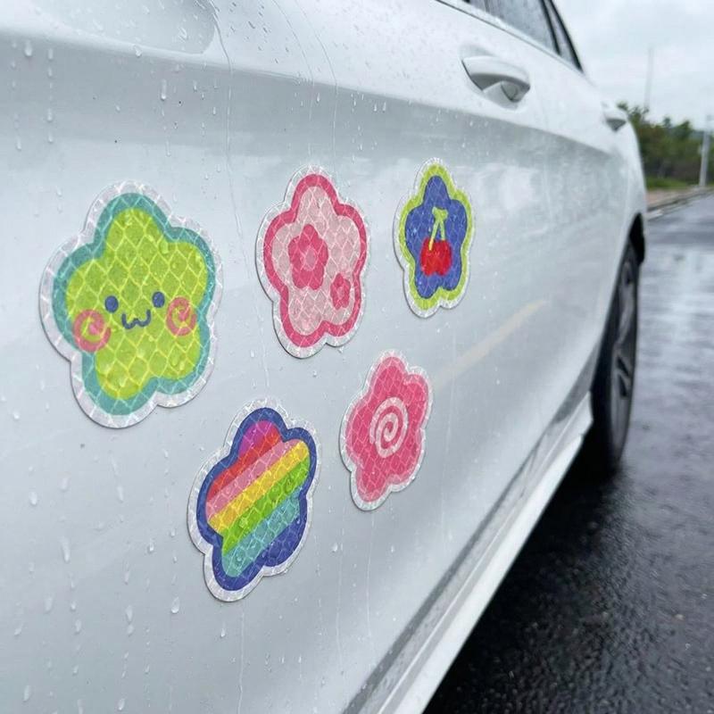 5Pcs/Set Car Reflective Stickers Helmet Waterproof Decal Hearts Butterfly Stars Night Warning Sign Reflective Sticker