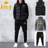 Men Women Spring and Autumn Solid Color Printed Hoodie 3 Piece Set Couple Hoodie + Vest + Pants Sportswear Set