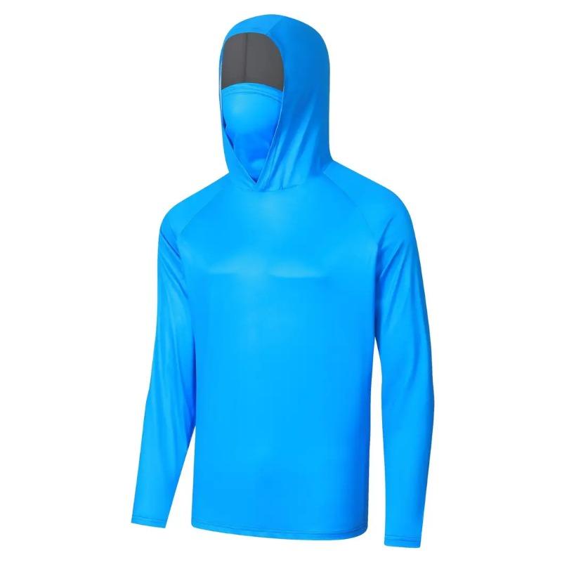 MALFC Vêtements de pêche Homme Capuche Chemise de pêche T-shirt de pêche à manches longues protection UV