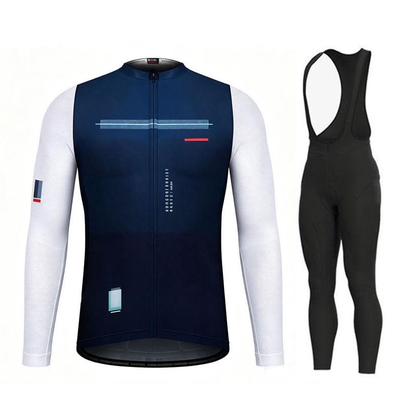Spring and Autumn Team Long Sleeve Cycling Jersey Set Bib Pants Ropa Ciclismo Bicycle Clothing MTB Bike Uniform Men Clothes