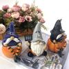 Halloween Pumpkin Gnomes with Witch Hat Miniature Ornament Resins Craft Figurine Ornament for Home Garden Decoration