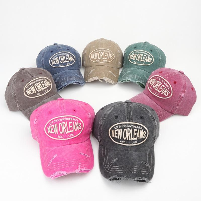Unisex Washed Cotton Baseball Cap Letter Embroidered Vintage Snapback Hat Men And Women Streetwear Outdoor Sports Hats