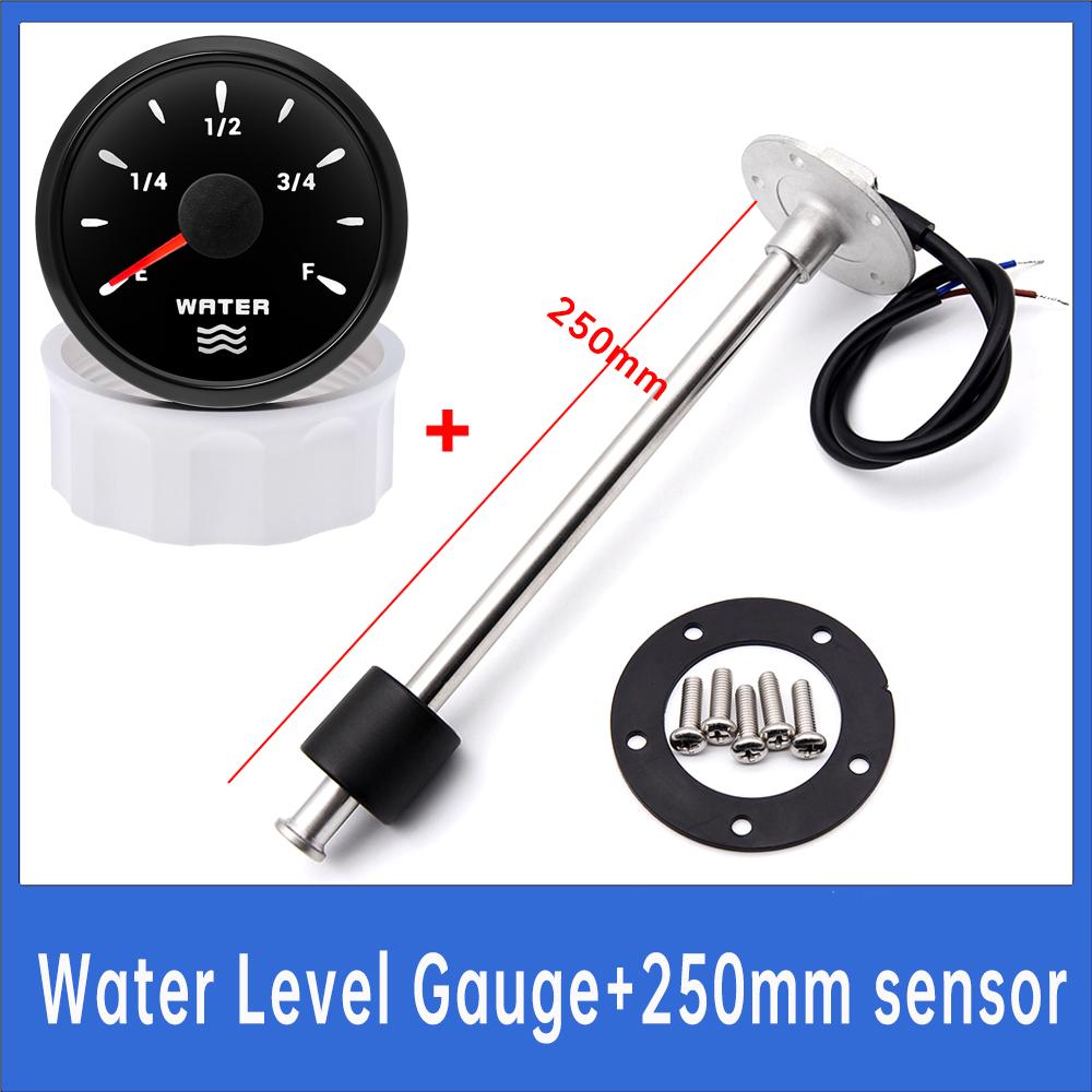 52mm 0-190ohm Water Level Gauge 7 Color Backlight and 100mm-500mm Water Level Indicator Fit for Car Boat Marine 12V 24V