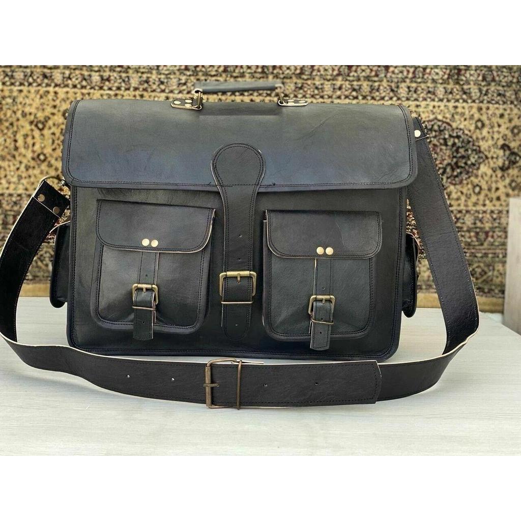 Leather Shoulder Satchel Laptop Bag Messenger (Handmade Bag) Men Vintage