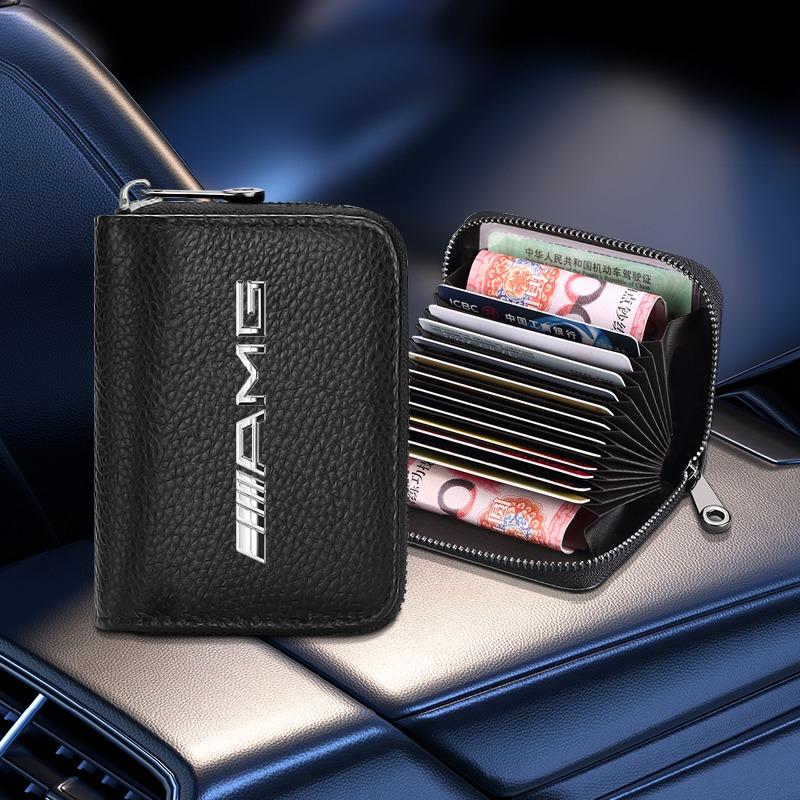 Genuine Leather Car Drivers License ID Card Passport Card Wallet For Mercedes Benz AMG W212 W205 W246 W177 W176 W213 GLC GLE GLS ML Welcome Laser Lamp