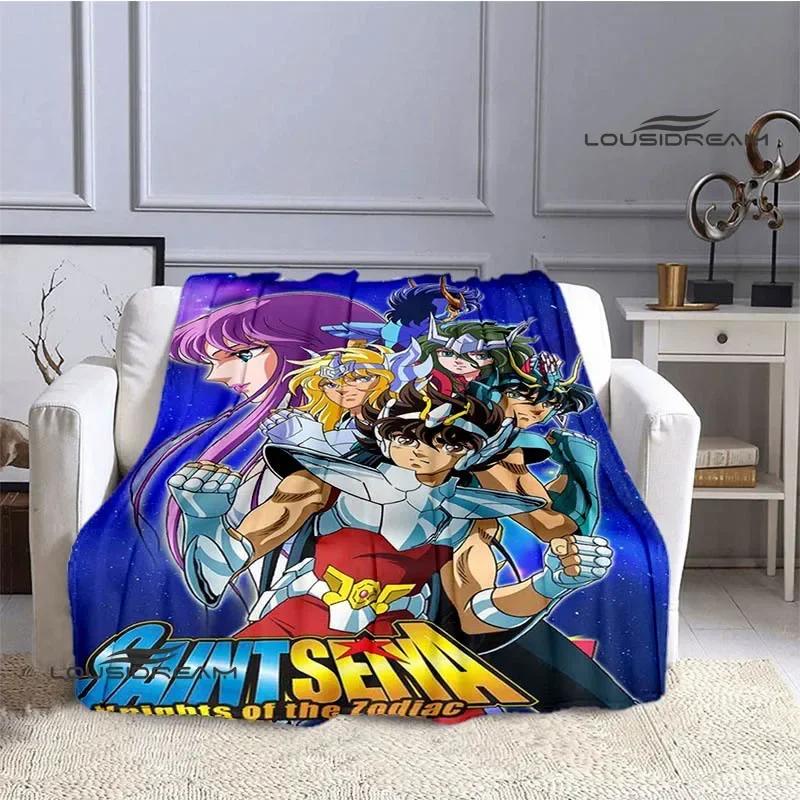 Knights of the Zodiac Cartoon Printed Throw Blanket Soft Flannel Warm Cozy Perfect for Home Travel Birthday Gift