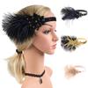 1920er Flapper-Kleid Accessoires Retro-Party Schwarz Retro-Party-Requisiten Feder-Kopfschmuck Strass-Haarband Cocktail-Kopf