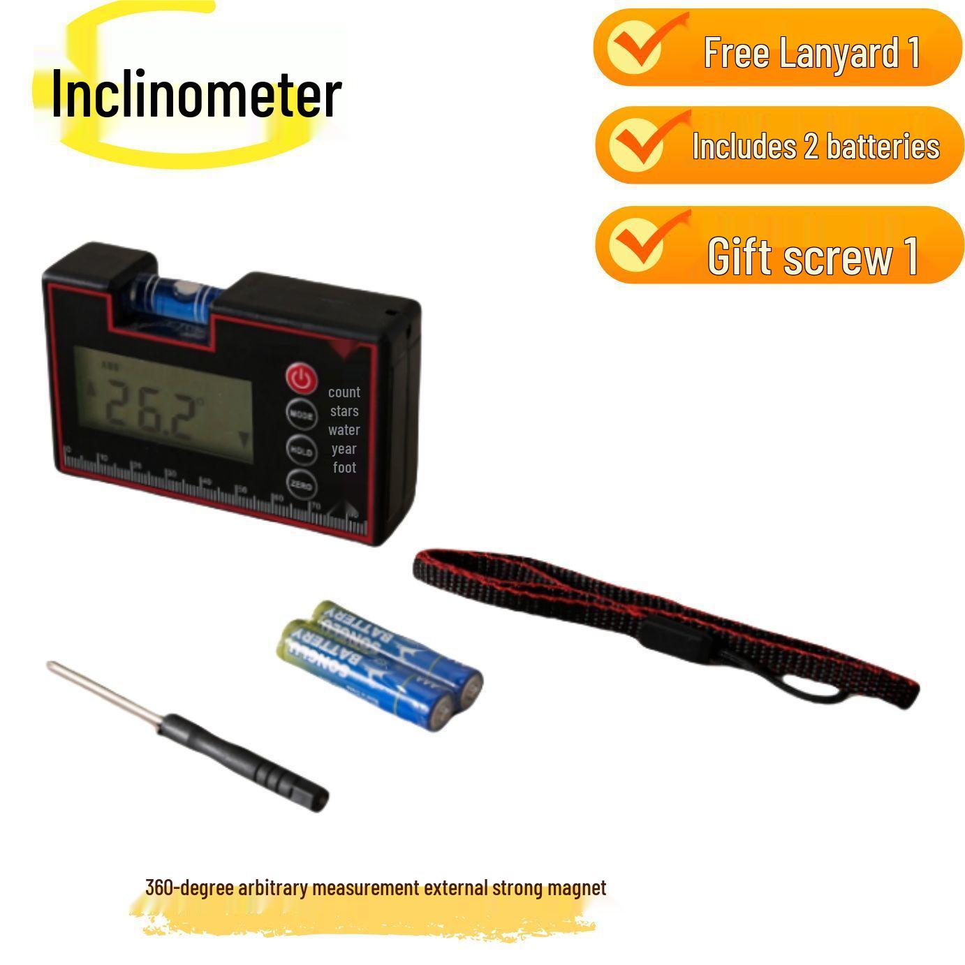 High-Precision Digital Magnetic Inclinometer and Mini Protractor Level
