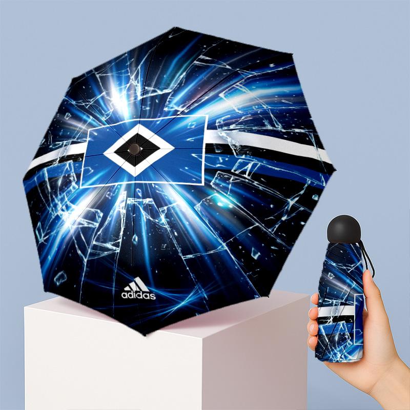 Hamburger SV Football Pattern Printed Mini 5 Folds 8 Ribs Compact Umbrella Windproof Waterproof Lightweight Portable Folding