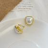 Camellia Temperament No Ear Pierced Ear Clips Pearl Flower Checkerboard Diamond Triangular Ear Clips Niche Earrings Women