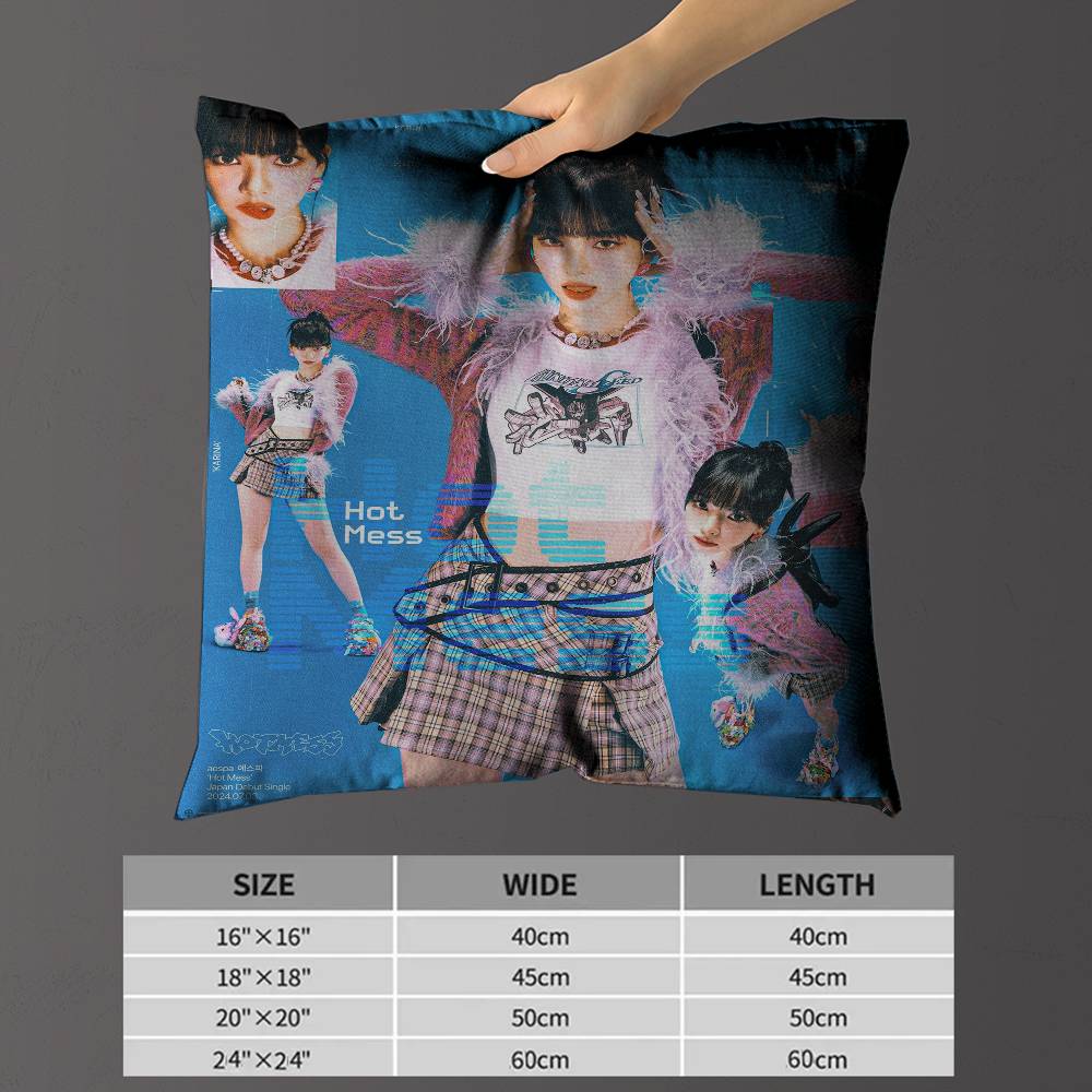 Kpop Style A-Aespa Personalized Pillow Dust Cover Bedroom Kids Party Decoration Pillowcase Birthday Children Gift