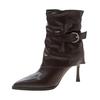 Vintage Pointed-toe High-heeled Ankle Boots, Women's Shoes