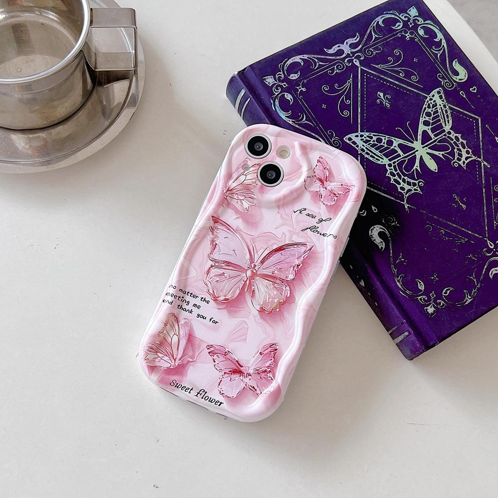 Silicone Case for Xiaomi Redmi Note 14 13 Samsung A56 A26 A36 Oppo A3 A5 Pro Tecno Spark 30C Funda Cartoon Butterfly Flowers Cover Soft TPU Bumper