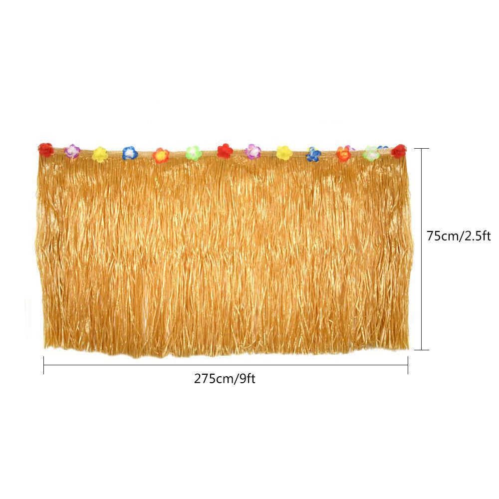 Hawaiian Party Table & Wall Decoration Set with Straw Skirt