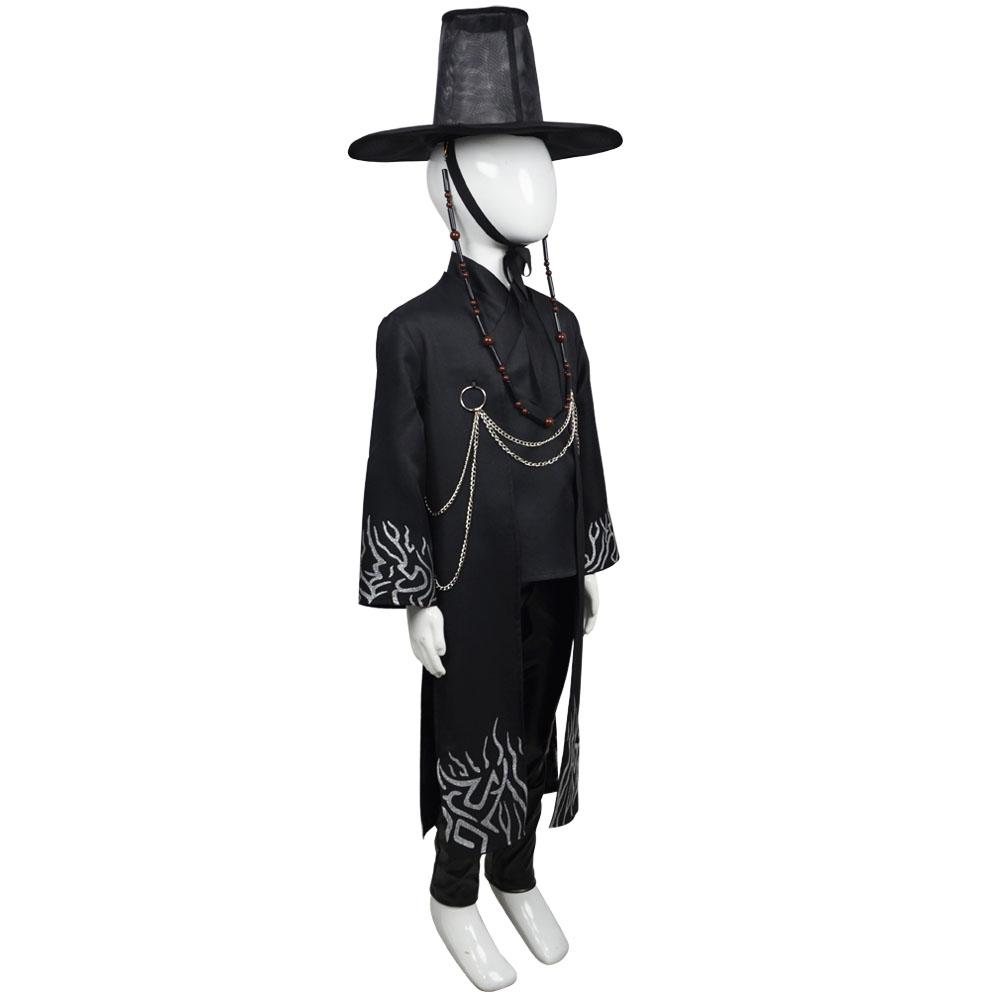Dětský Kpop Lovci démonů Jinu Cosplay Kostým na hraní rolí Saja Chlapecký kabát Klobouk pro děti Fantasy Převlek Oblečení Halloween