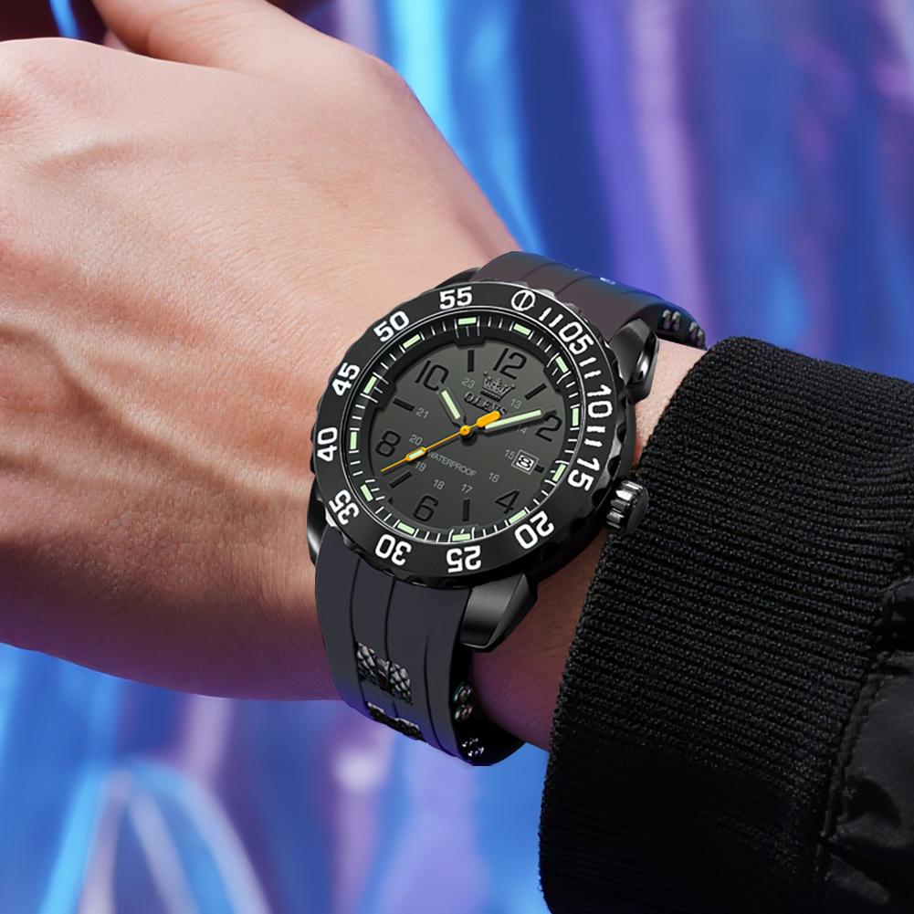 OLEVS Berühmte Marke Sport Silikonarmband Militäruhr für Herren Wasserdicht Leuchtend Mode Quarzuhren