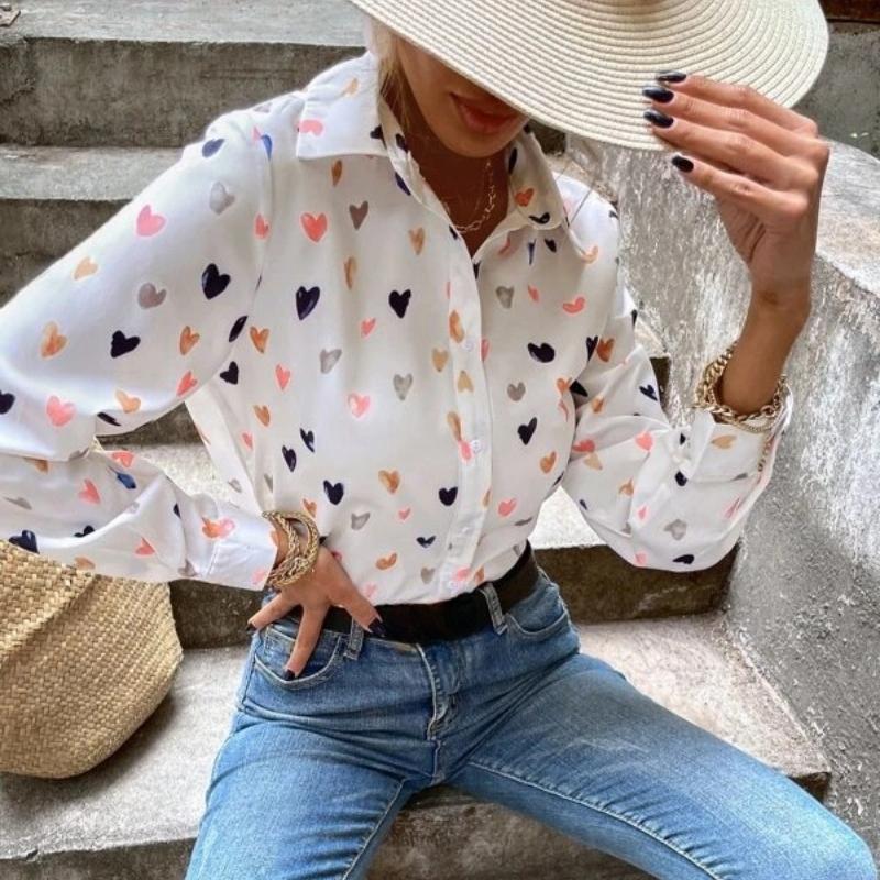 

Модные свободные рубашки с длинным рукавом и принтом бабочек S-5XL, женские винтажные однобортные блузки больших размеров, женские элегантные офисные блузки с лацканами 26247 XXXL