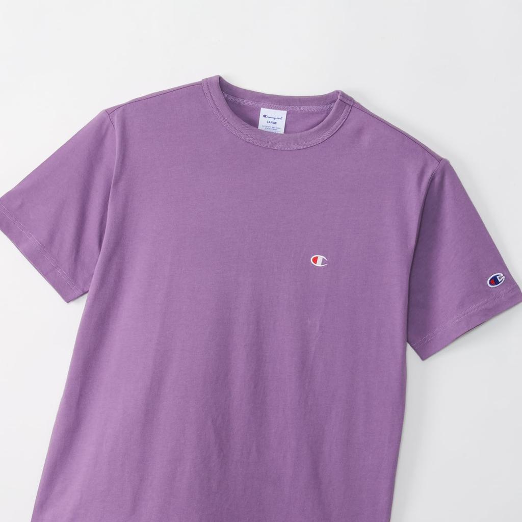 Champion short logo short sleeve L T-shirt, sleeve, 100% cotton, classic, one-point embroidery, T-shirt, basic, C3-P300Z, men's, violet,