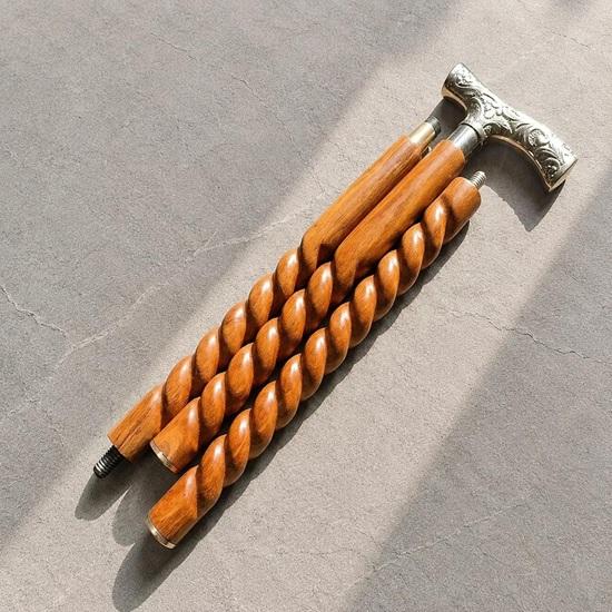 93.98 Cm Victorian Style Walking Cane Brass Handle Handmade Wooden Stick Gift for Him