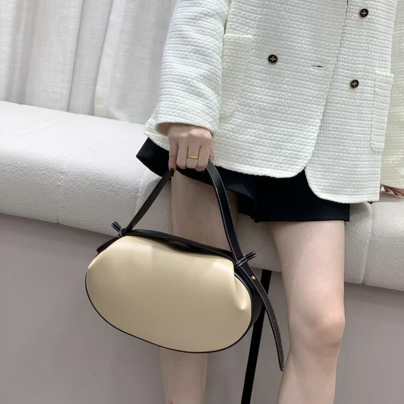 

2025 New Design Casual Bowling Handbags Women Luxury Olive Shape Adjust Straps Shoulder Crossbody Bag Mixed Color Underarm Bag бежевый