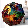 Enchanted Moonlit Witch Art Print, Mystical Night Sky Decor Umbrella, Cute Umbrella with Cute Design, Portable 3-Fold Compact Umbrella for Men & Women