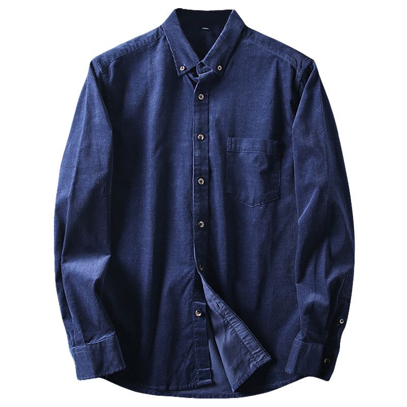 Export Tail Single Men's Cut Label Cattle Goods Pure Cotton Corduroy Shirt Long Sleeves Ins Handsome Export Original Single Men's Shirt
