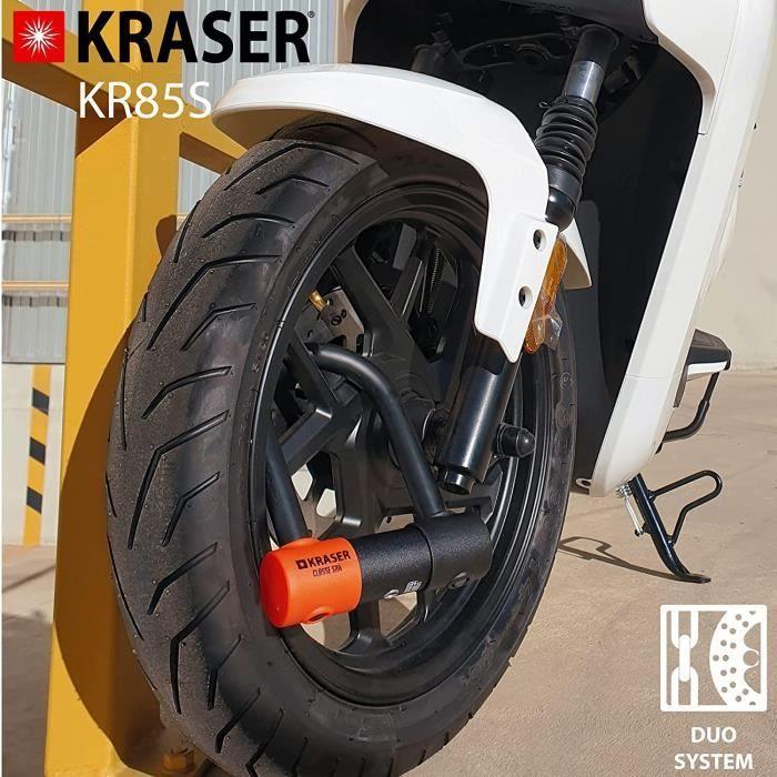 KRASER KR85S Antivol Moto Bloque Disque U Homologué SRA Serrure Sécurité Solide Cadenas 85x125 Ø18 Blocage Motocyclette Scooter Vélo