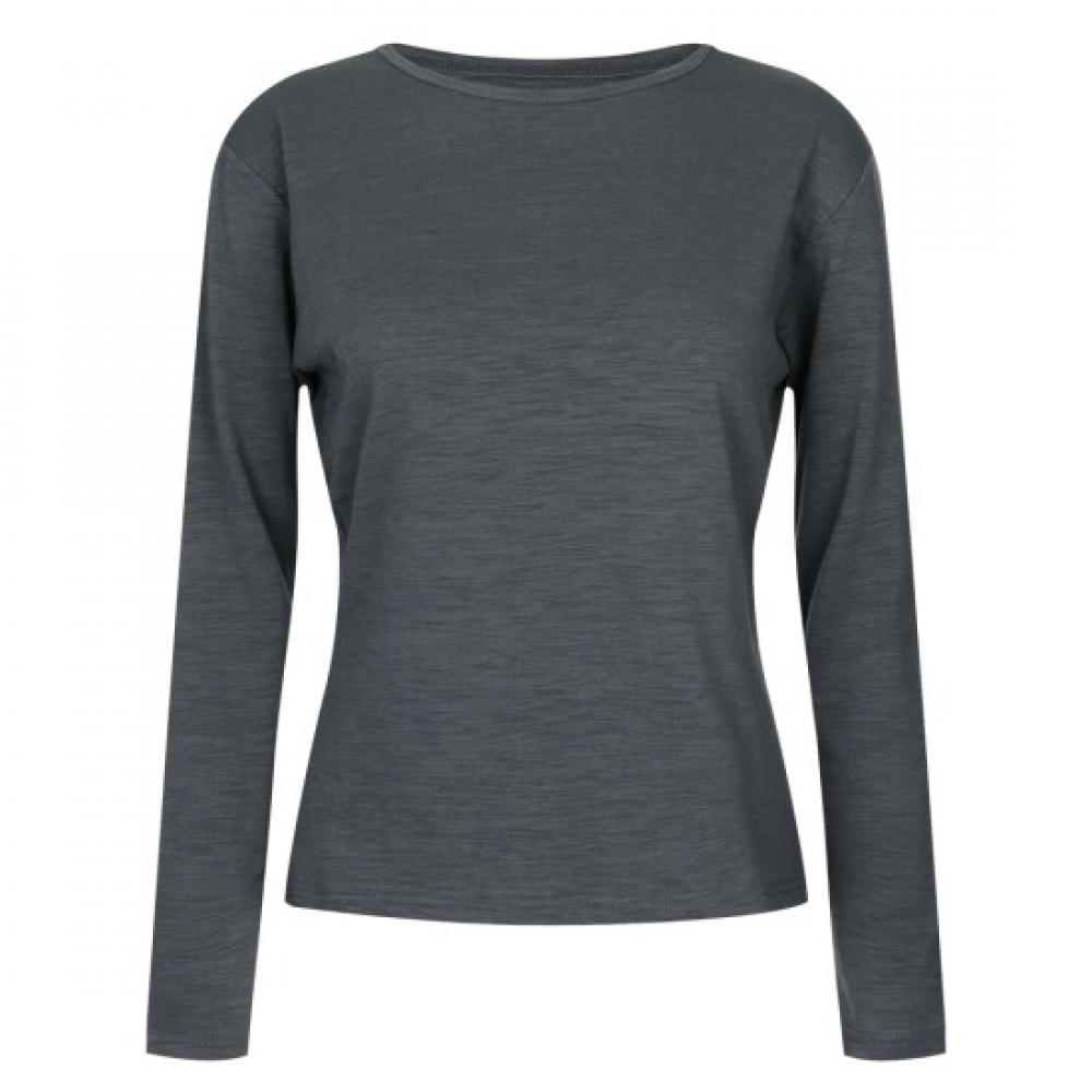 Shop Women S Korean Modal Roundneck SideShirred lS Tee Charcoal Dai wSh260070