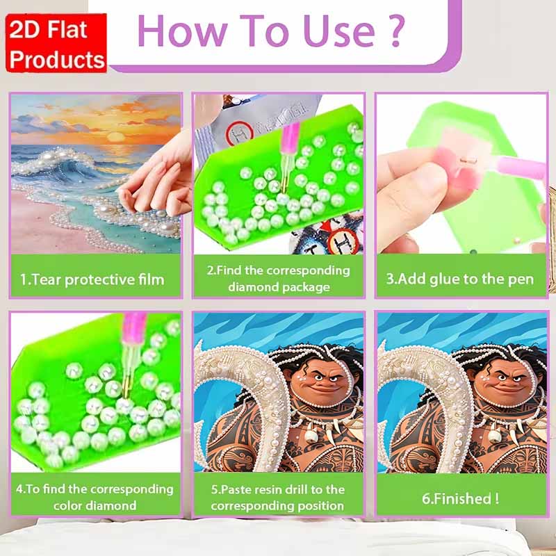 Disney Pearl Painting Moana Demigod Maui Art Kit Adult Beginner Home Wall Decor Special Shape