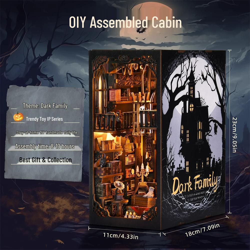 Addams Family DIY Cabin Building Blocks: Handmade Assembly Bookend Model for Halloween