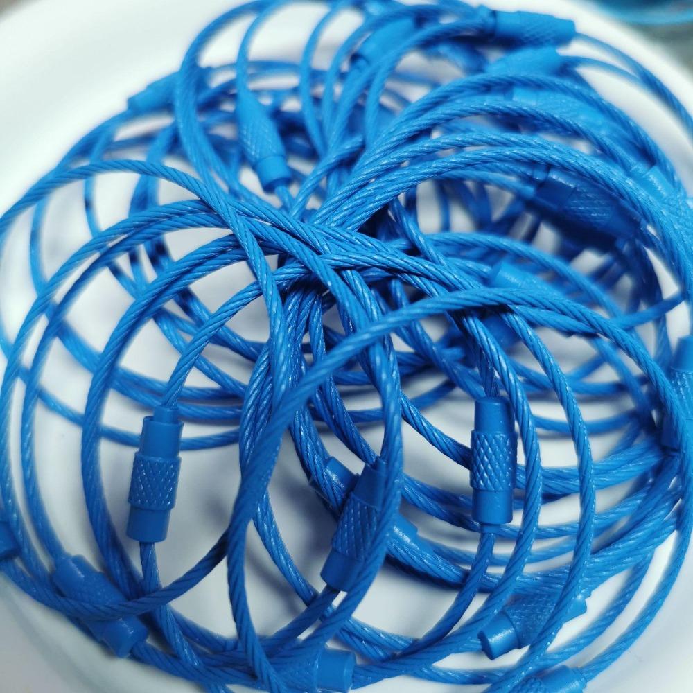 20PCS color paint wire rope 25 colors manufacturer wholesale key ring chain DIY tag cartoon key lanyard accessories