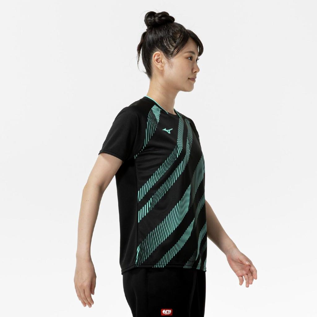 Table Tennis Game Short JTTA Size 2XL Shirt, Sleeve, Certified, Moisture-Wicking, Quick-Drying, Women's, 82JAC214, Black/Blue,