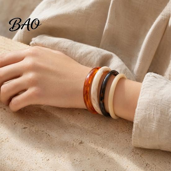 Eco-friendly Resin Jewelry 4Pcs/Set Retro Style Bangle Set, Lightweight Stackable Women Bracelets, Vintage Bracelets Smooth Polished Surface Versatile