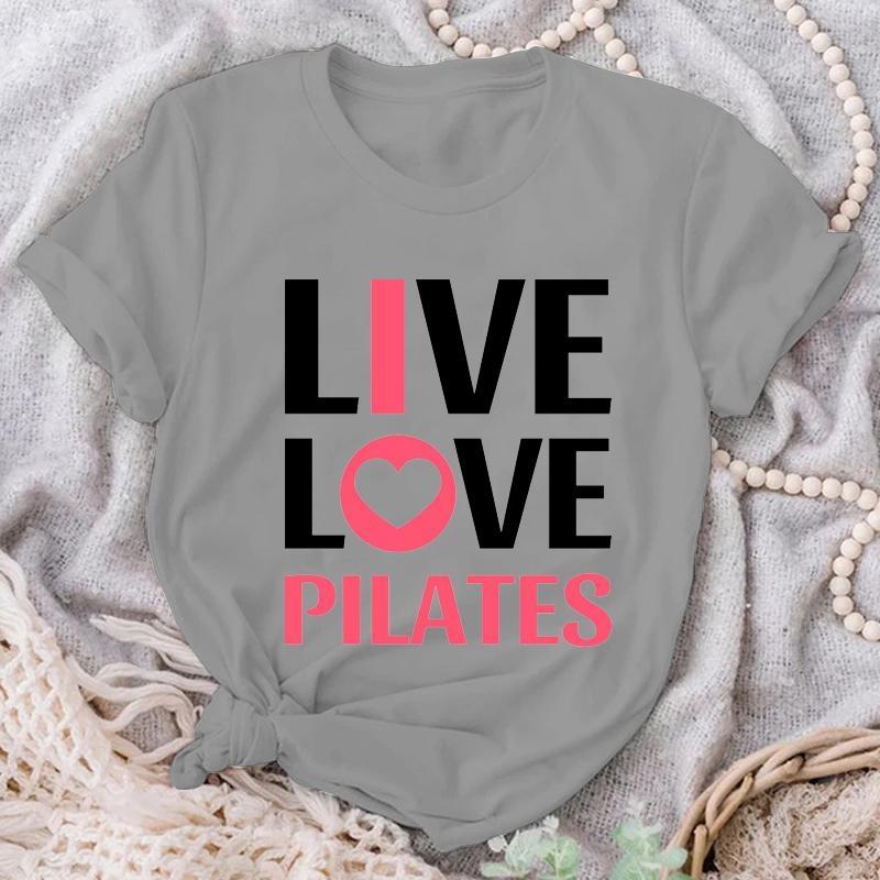 Žij Lásku Pilates Trička Módní Tričko pro Milovníky Pilates Léto Ležérní Kulatý Výstřih Volné Tričko