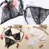 Transparent Thong Floral Panty Women Bra Lace Lingerie Open Cup
